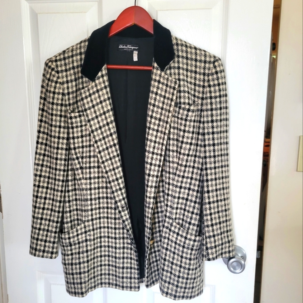 Salvatore Ferragamo Vintage Blazer Jacket Herringbone